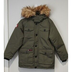 Canada Weather Gear Army Green Heavyweight Artic Parka w Faux Fur Hood Men Sz L.